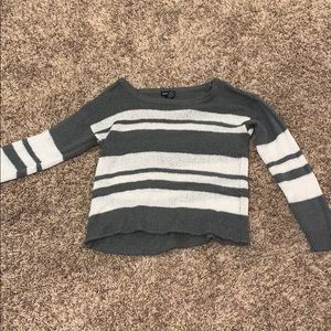 Gray and white striped sweater